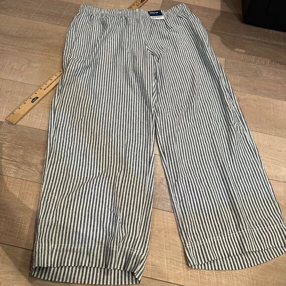 OLD NAVY BLUE STRIPE HIGH RISE WIDE LEG PANTS NEW XL LINEN - Picture 1 of 11